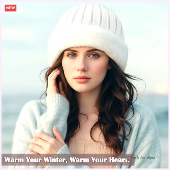 3-Pack Winter Faux Fur Knit Hats Stretch Cuffed Skull Caps Warm